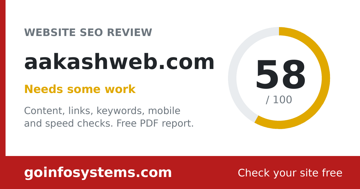aakashweb.com - La puntuación es 58/100