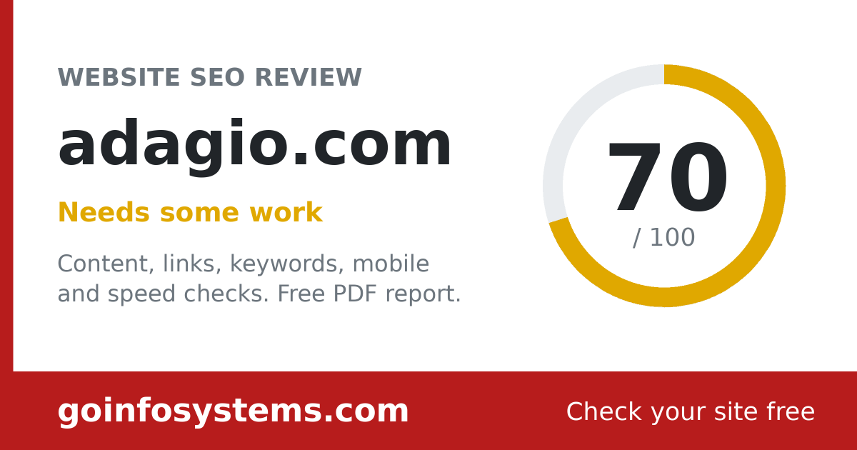 adagio.com - The score is 70/100
