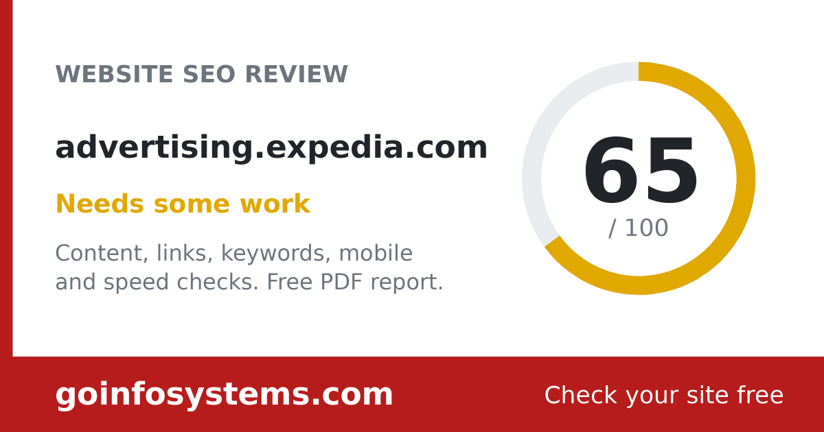 advertising.expedia.com - The score is 65/100