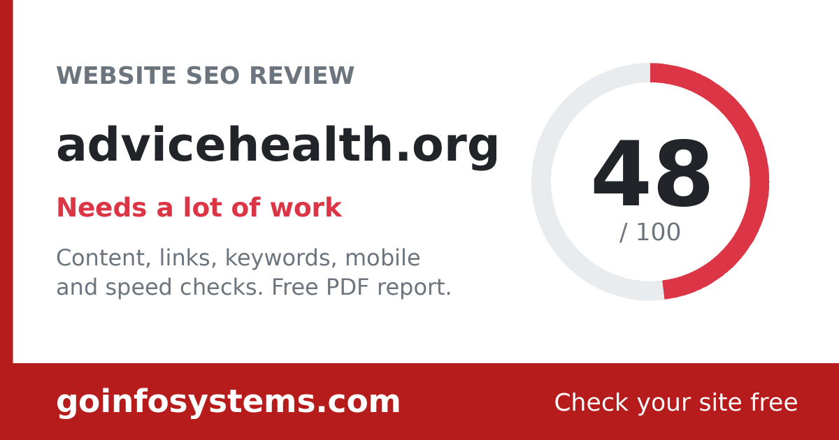 advicehealth.org - La puntuación es 48/100