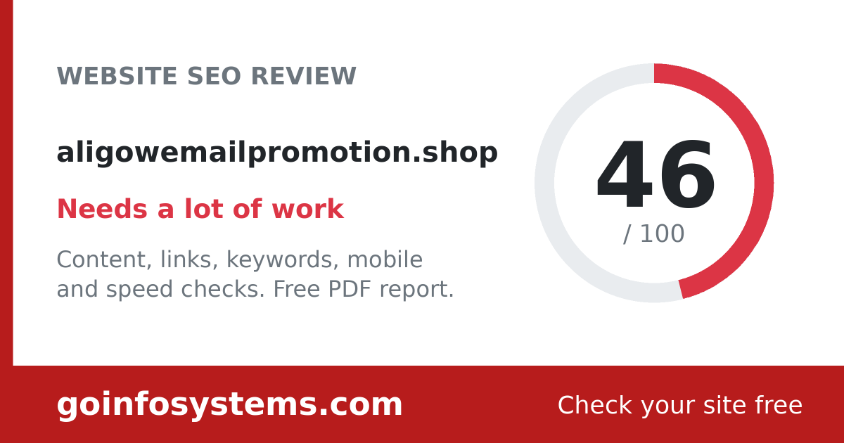 aligowemailpromotion.shop - The score is 46/100