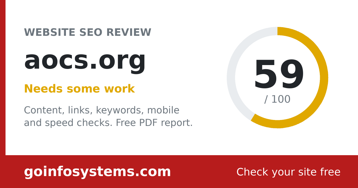 aocs.org - The score is 59/100