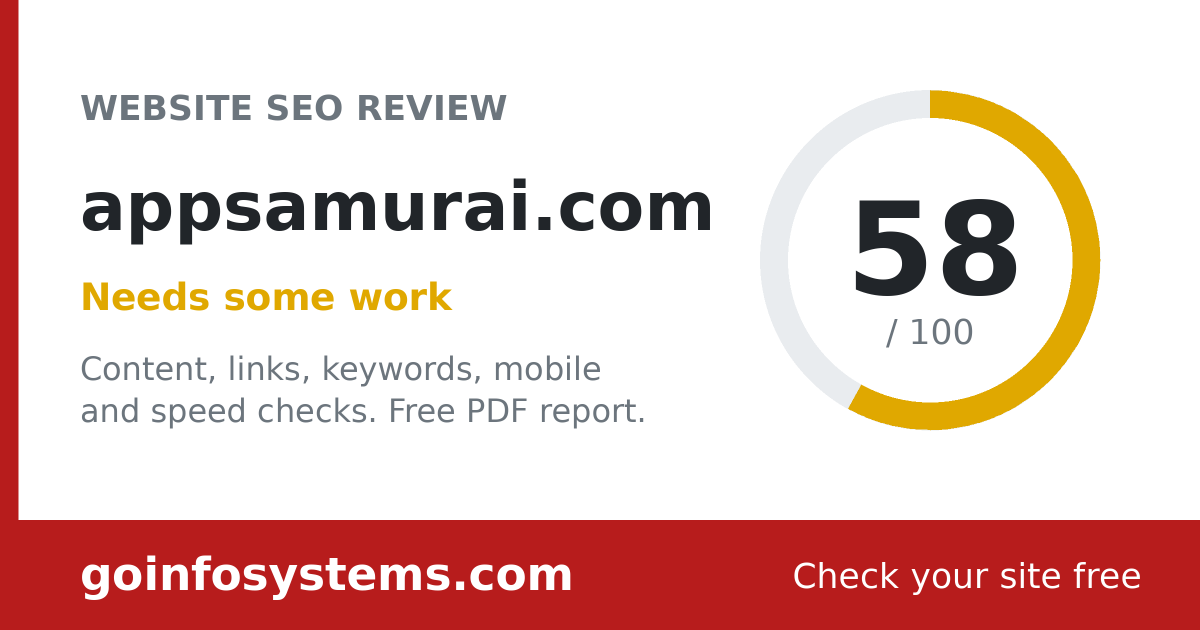 appsamurai.com - Der Wert ist 58/100