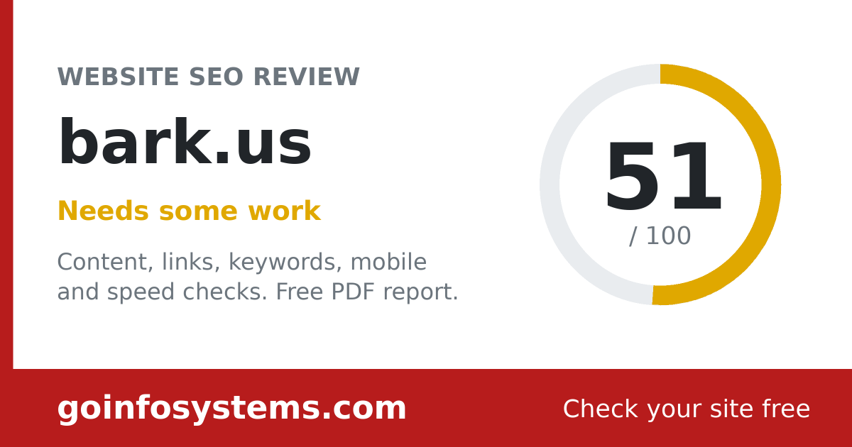 bark.us - The score is 51/100