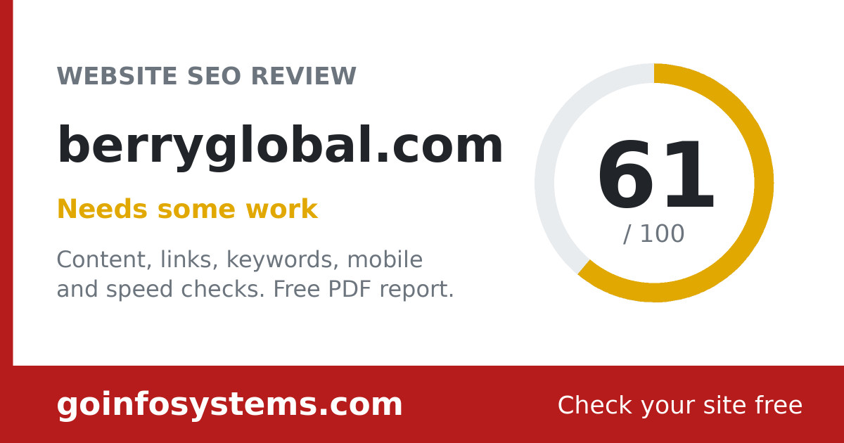 berryglobal.com - Der Wert ist 61/100