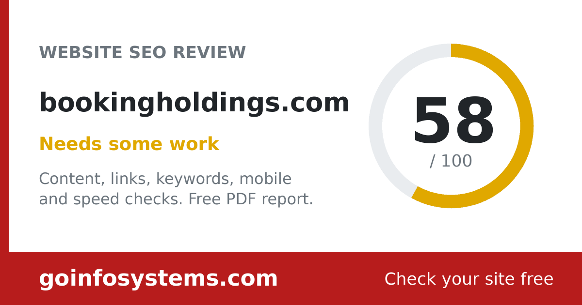 bookingholdings.com - Der Wert ist 58/100
