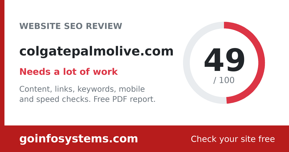 colgatepalmolive.com - The score is 49/100