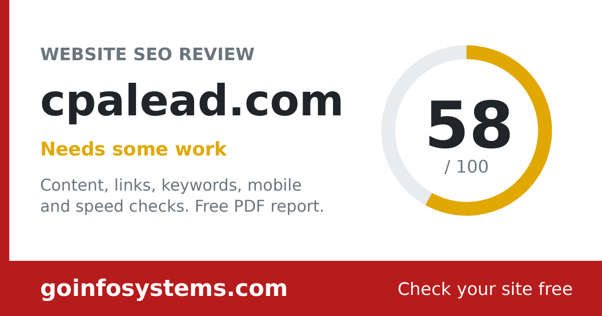 cpalead.com - Der Wert ist 58/100