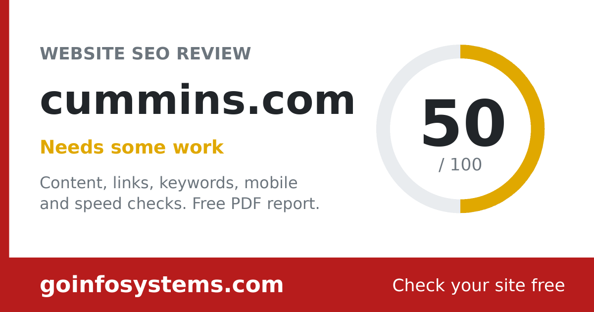 cummins.com - The score is 50/100