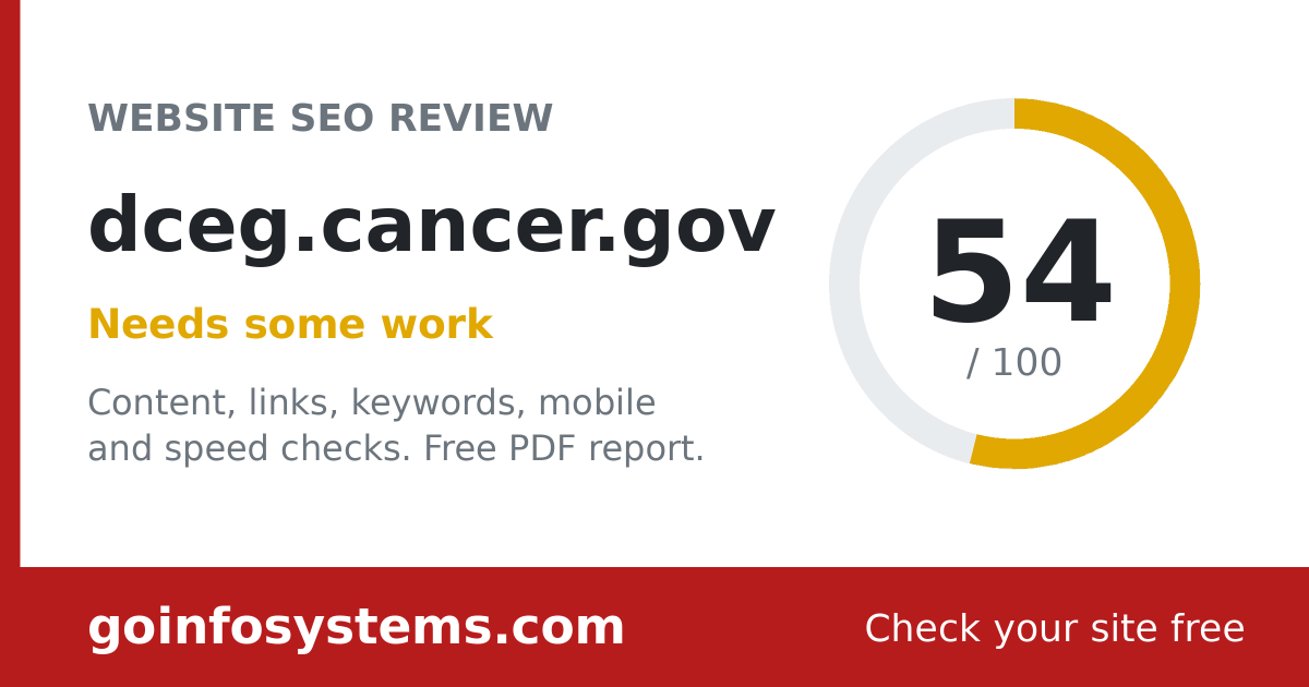 dceg.cancer.gov - Scoren er 54/100