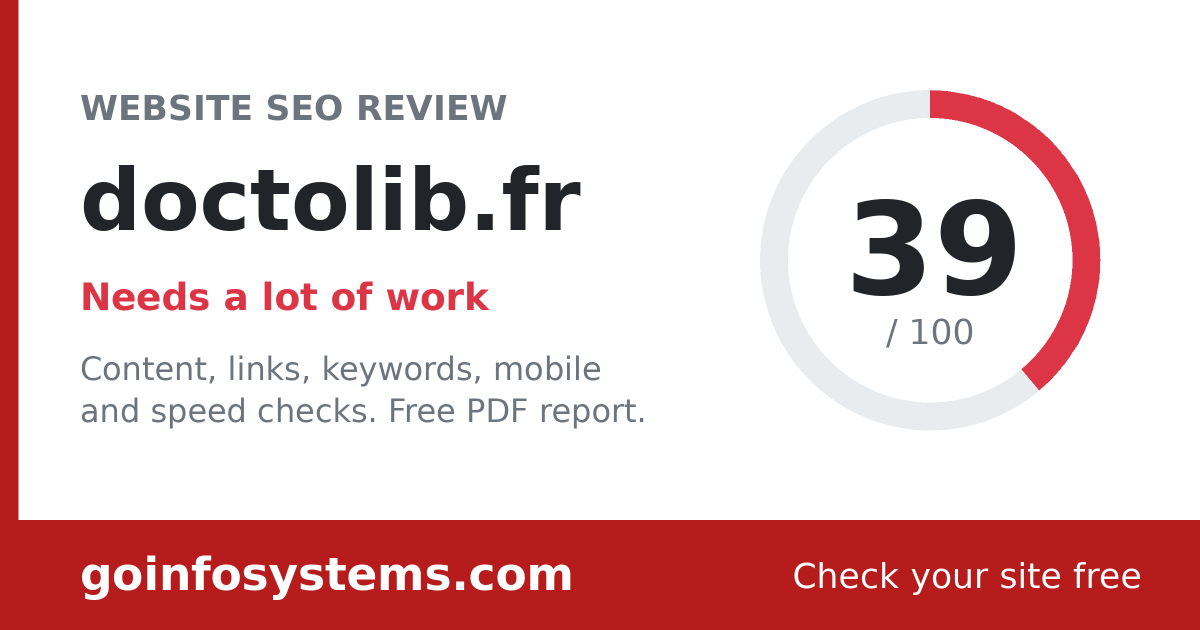 doctolib.fr - The score is 39/100