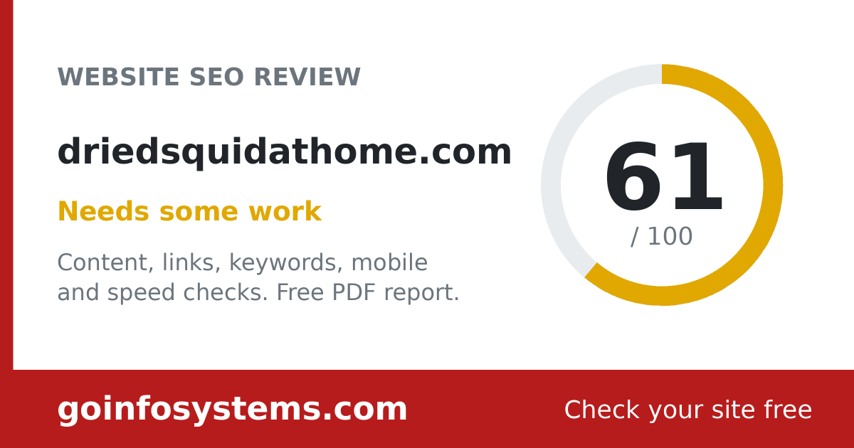 driedsquidathome.com - The score is 61/100