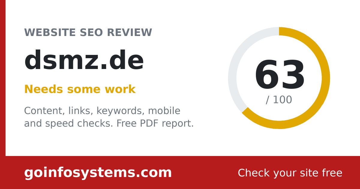 dsmz.de - The score is 63/100