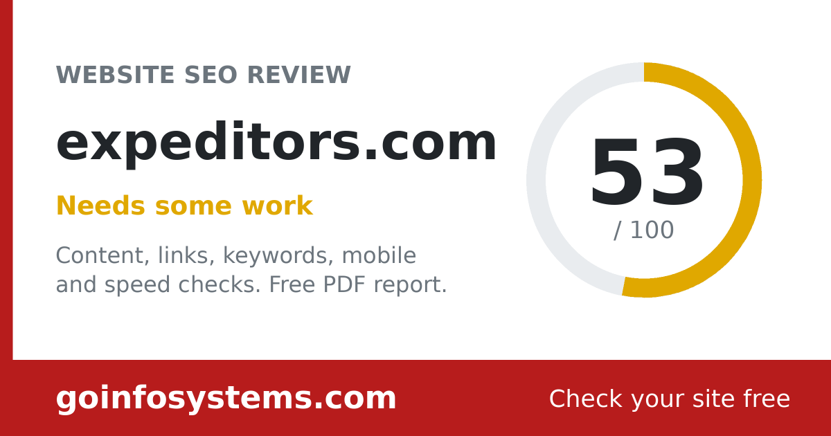 expeditors.com - Der Wert ist 53/100