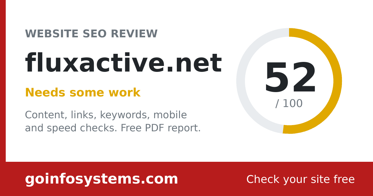 fluxactive.net - La puntuación es 52/100