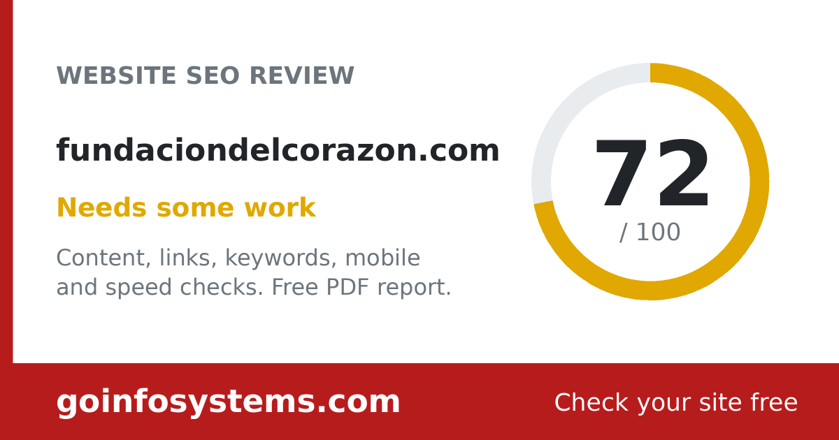 fundaciondelcorazon.com - The score is 72/100