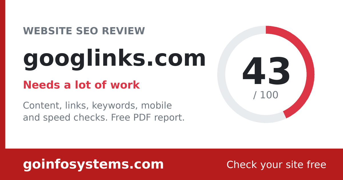 googlinks.com - Scoren er 43/100
