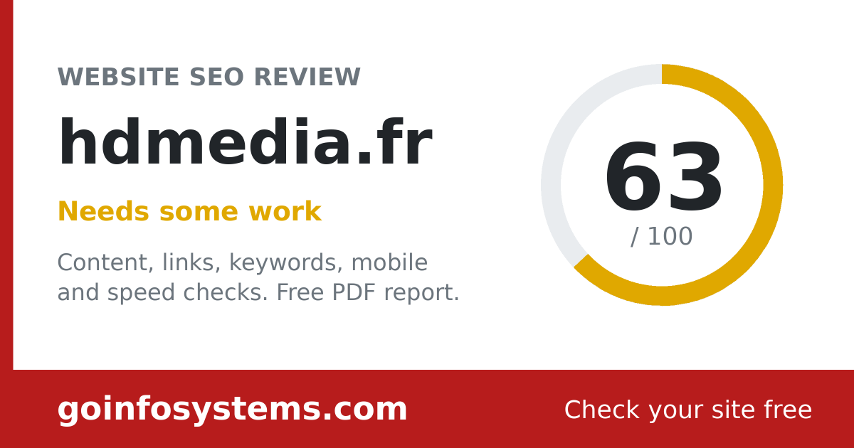 hdmedia.fr - The score is 63/100