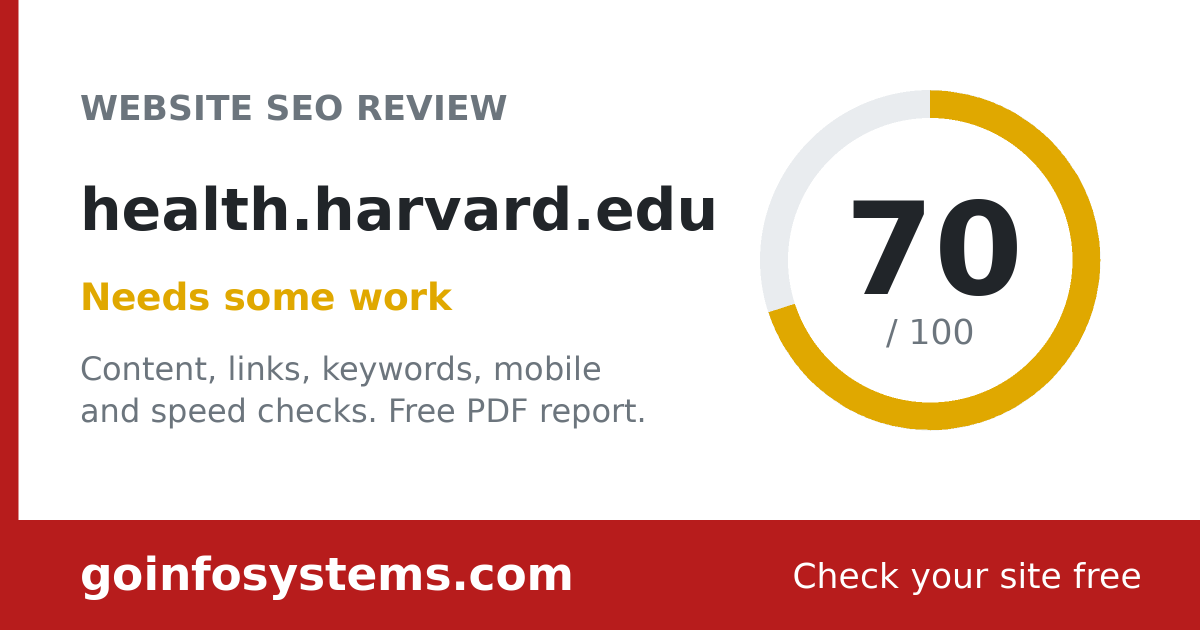 health.harvard.edu - Der Wert ist 70/100