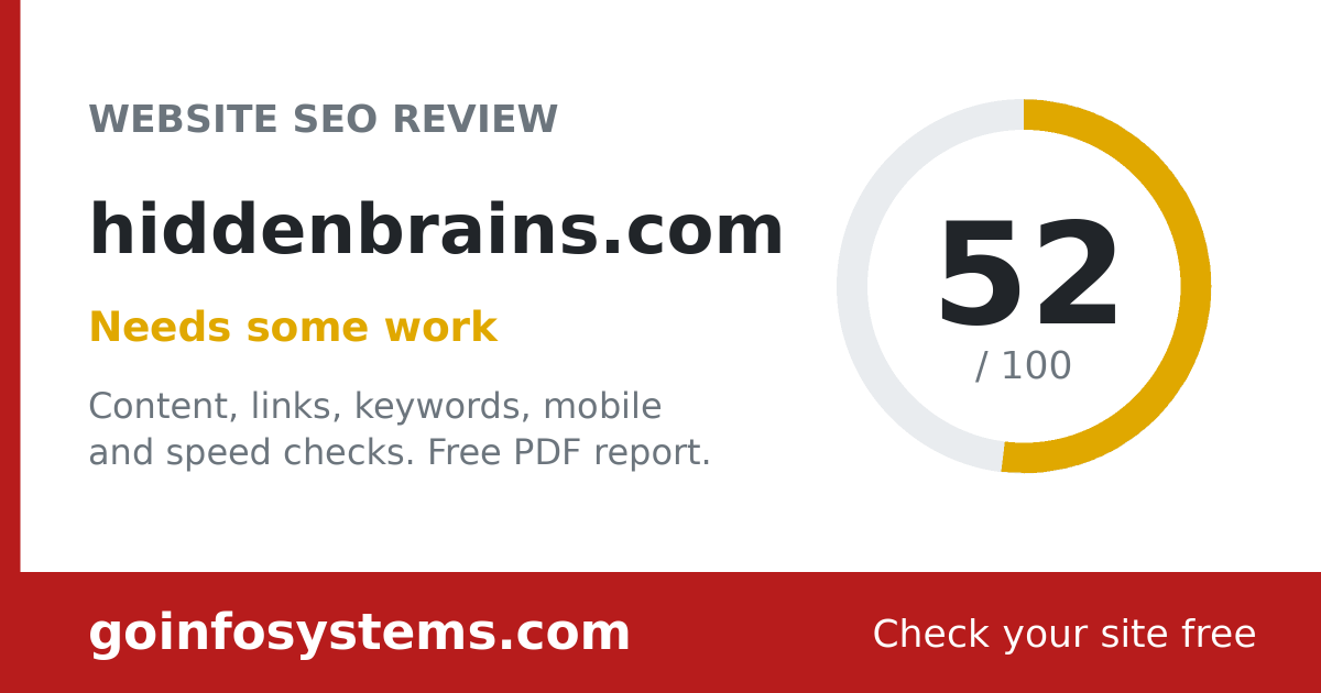 hiddenbrains.com - The score is 52/100