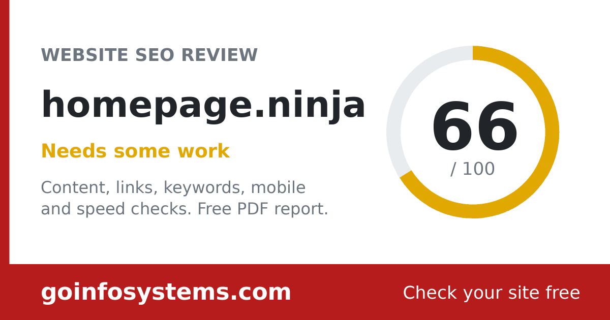 homepage.ninja - The score is 66/100