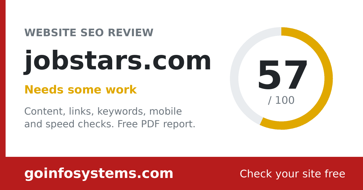 jobstars.com - The score is 57/100