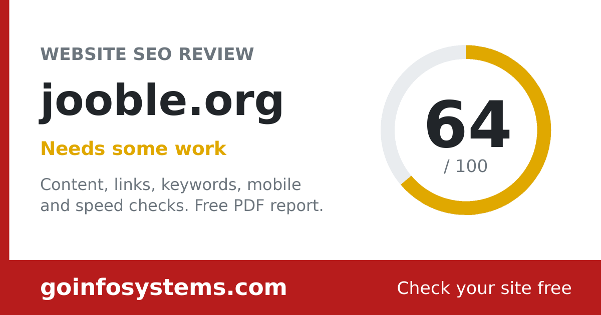 jooble.org - Il punteggio e 64/100