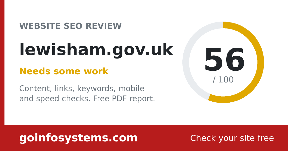 lewisham.gov.uk - Scoren er 56/100