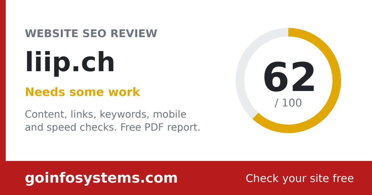 liip.ch - The score is 62/100