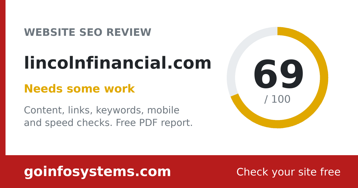 lincolnfinancial.com - Scoren er 69/100