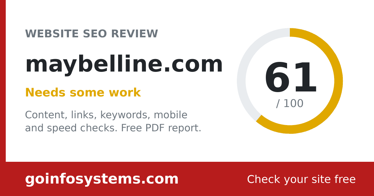 maybelline.com - The score is 61/100