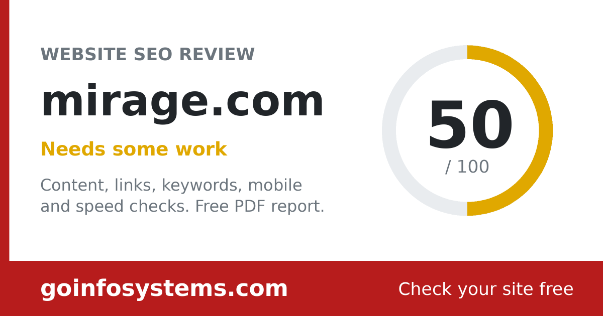 mirage.com - Scoren er 50/100