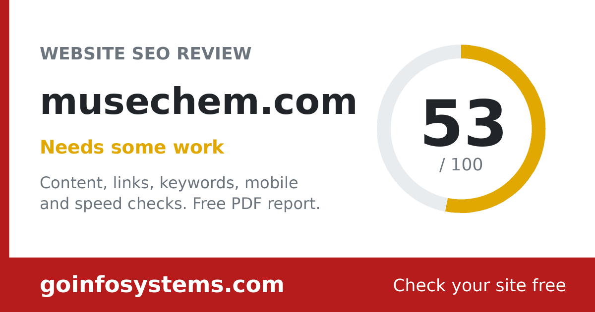 musechem.com - Scoren er 53/100