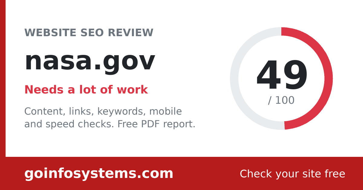 nasa.gov - The score is 49/100