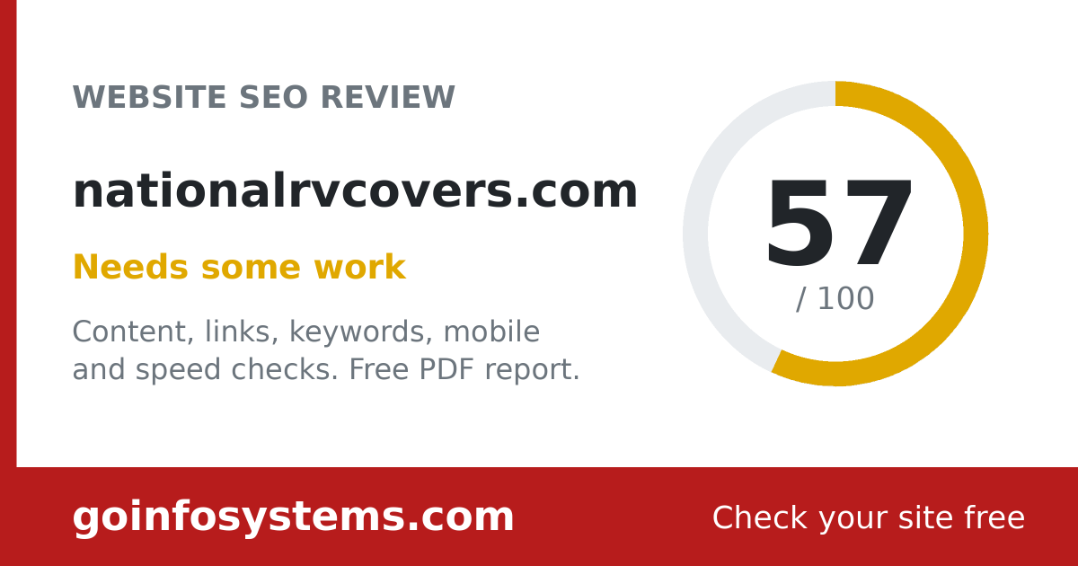 nationalrvcovers.com - Scoren er 57/100