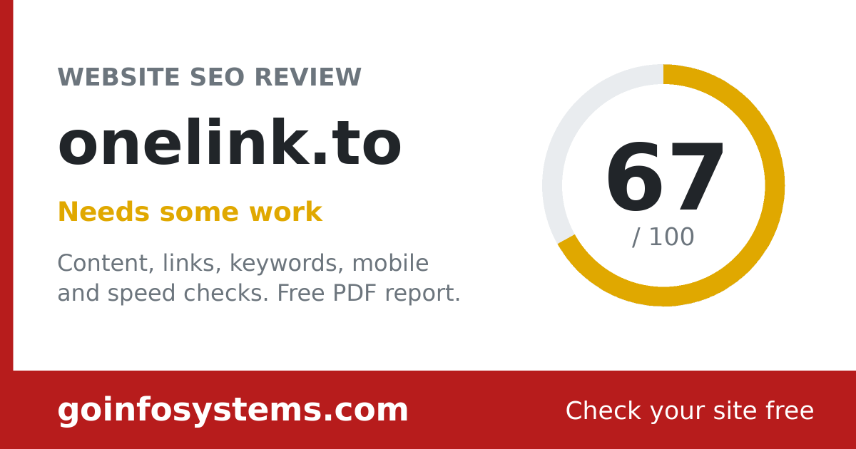 onelink.to - The score is 67/100