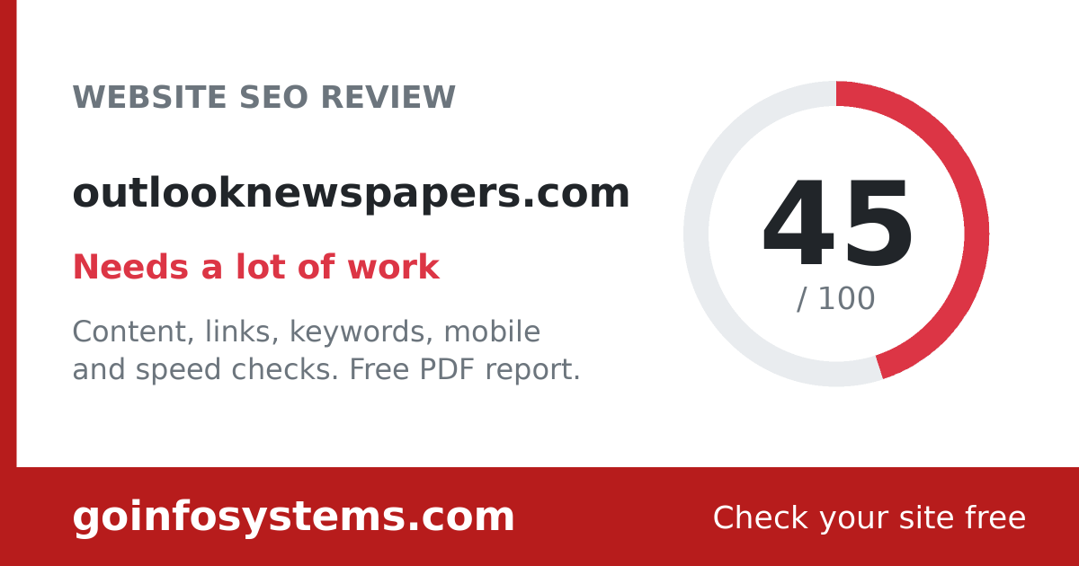 outlooknewspapers.com - The score is 45/100