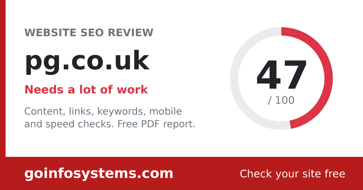 pg.co.uk - Il punteggio e 47/100