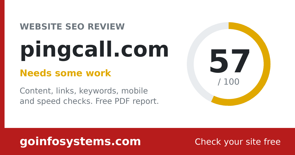 pingcall.com - The score is 57/100
