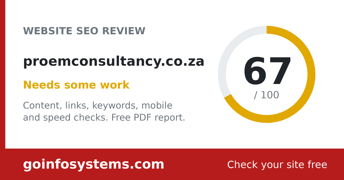 proemconsultancy.co.za - The score is 67/100