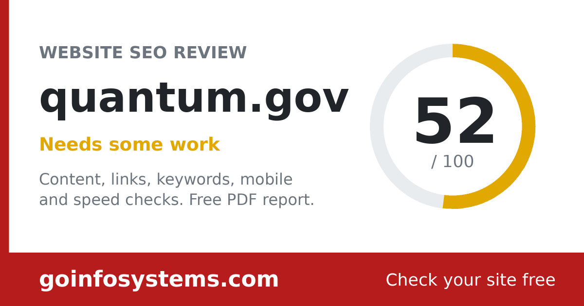 quantum.gov - The score is 52/100