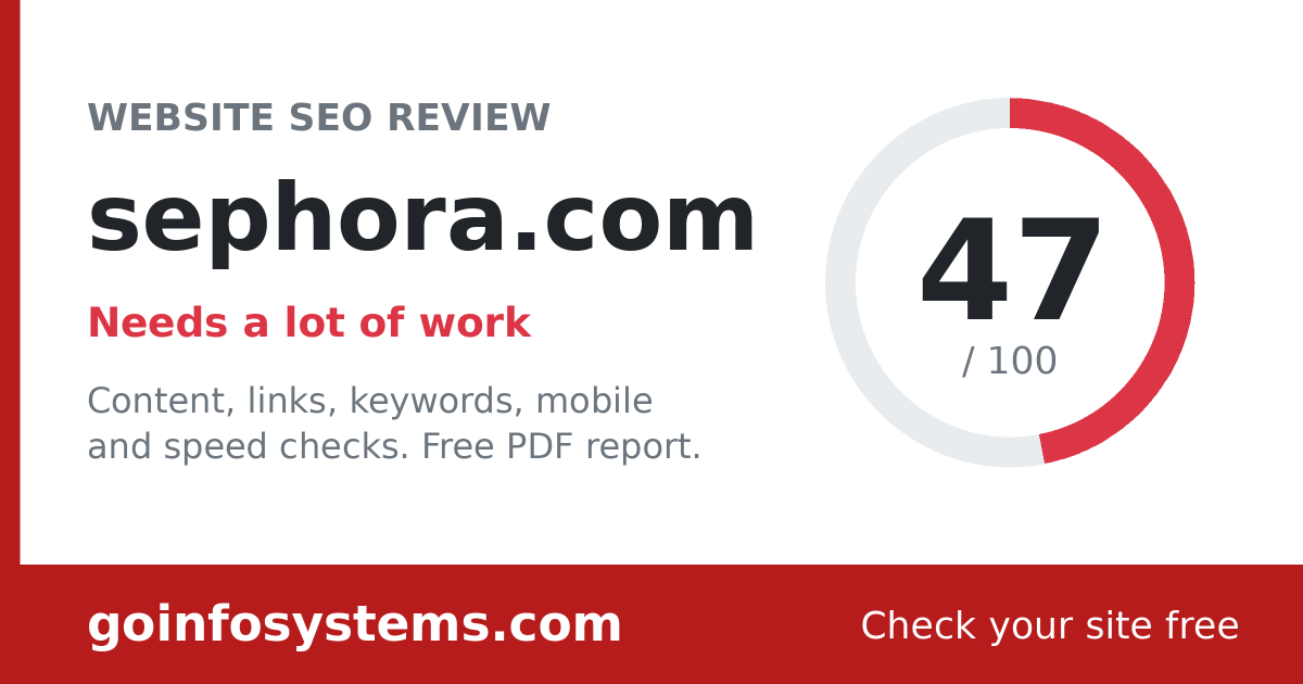sephora.com - La puntuación es 47/100