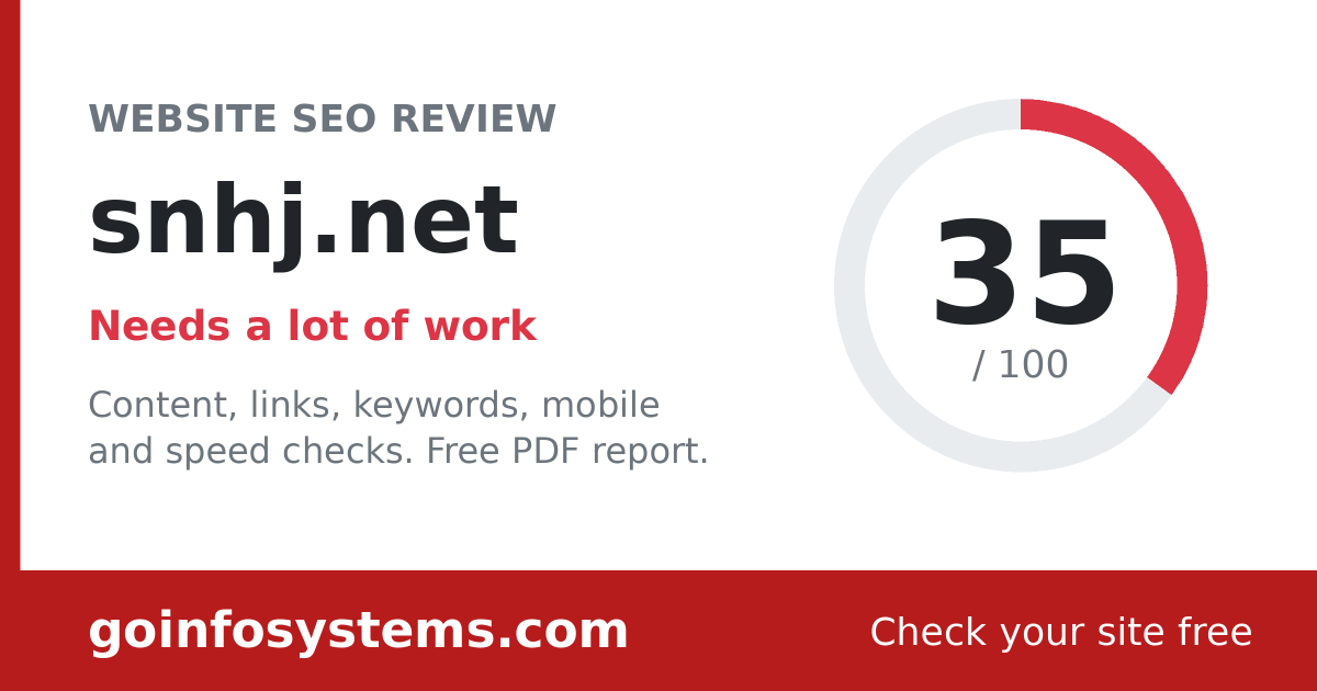 snhj.net - Le score est de 35/100