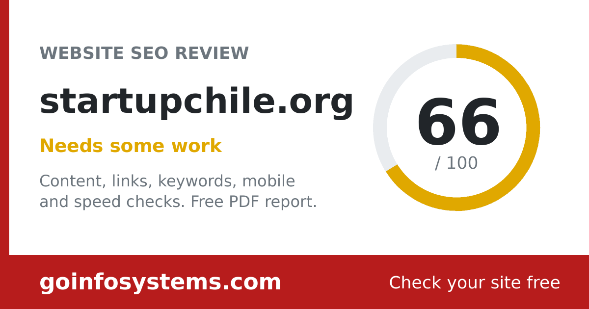 startupchile.org - The score is 66/100