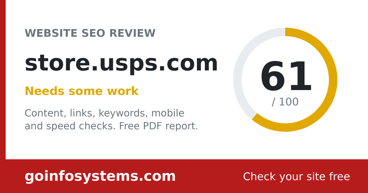 store.usps.com - Der Wert ist 61/100
