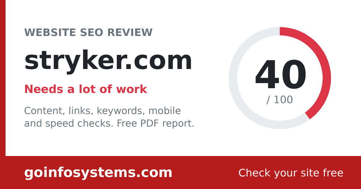 stryker.com - Scoren er 40/100