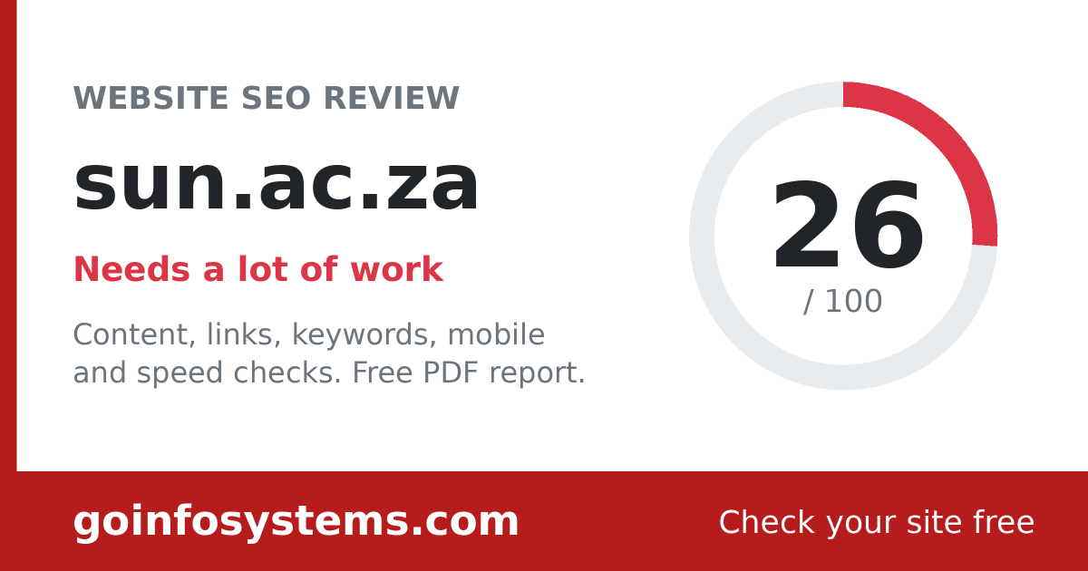 sun.ac.za - Le score est de 26/100