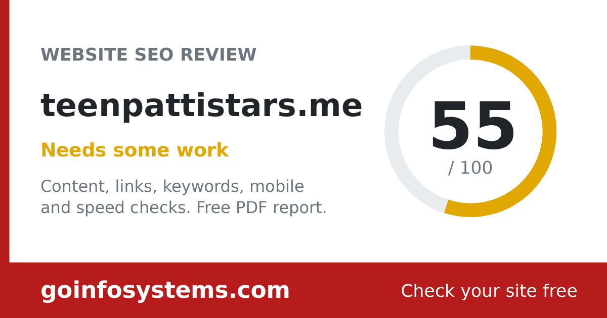 teenpattistars.me - Ställningen är 55/100