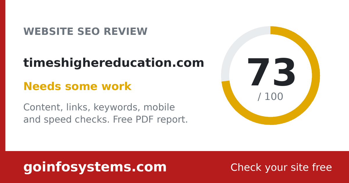 timeshighereducation.com - The score is 73/100