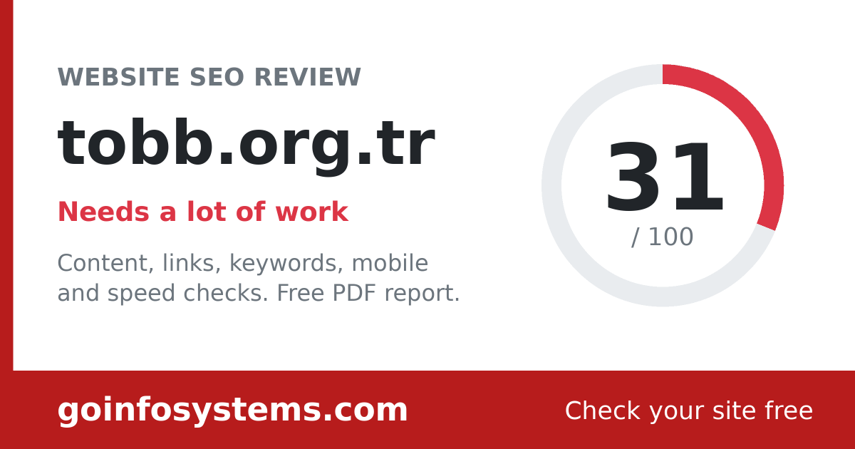 tobb.org.tr - The score is 31/100